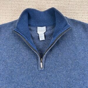Giasone Quarter Zip Sweater Mens Large 100% Cashmere Blue Luxury Soft Minimalist